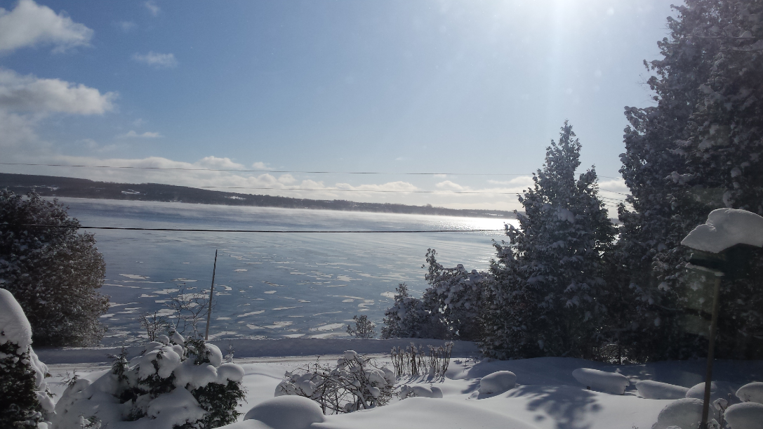 Front Winter View of Colpoys Bay from inside the Rich-Haven